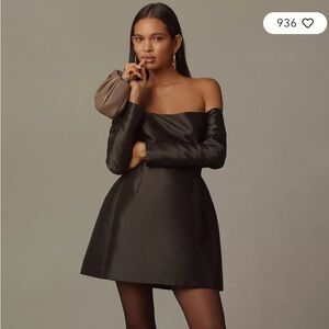 Anthropologie Hutch Long-Sleeve Off-The-Shoulder Mini Dress